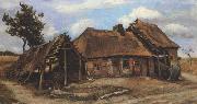 Vincent Van Gogh Cottage with Decrepit Barn and Stooping Woman (nn04) painting
